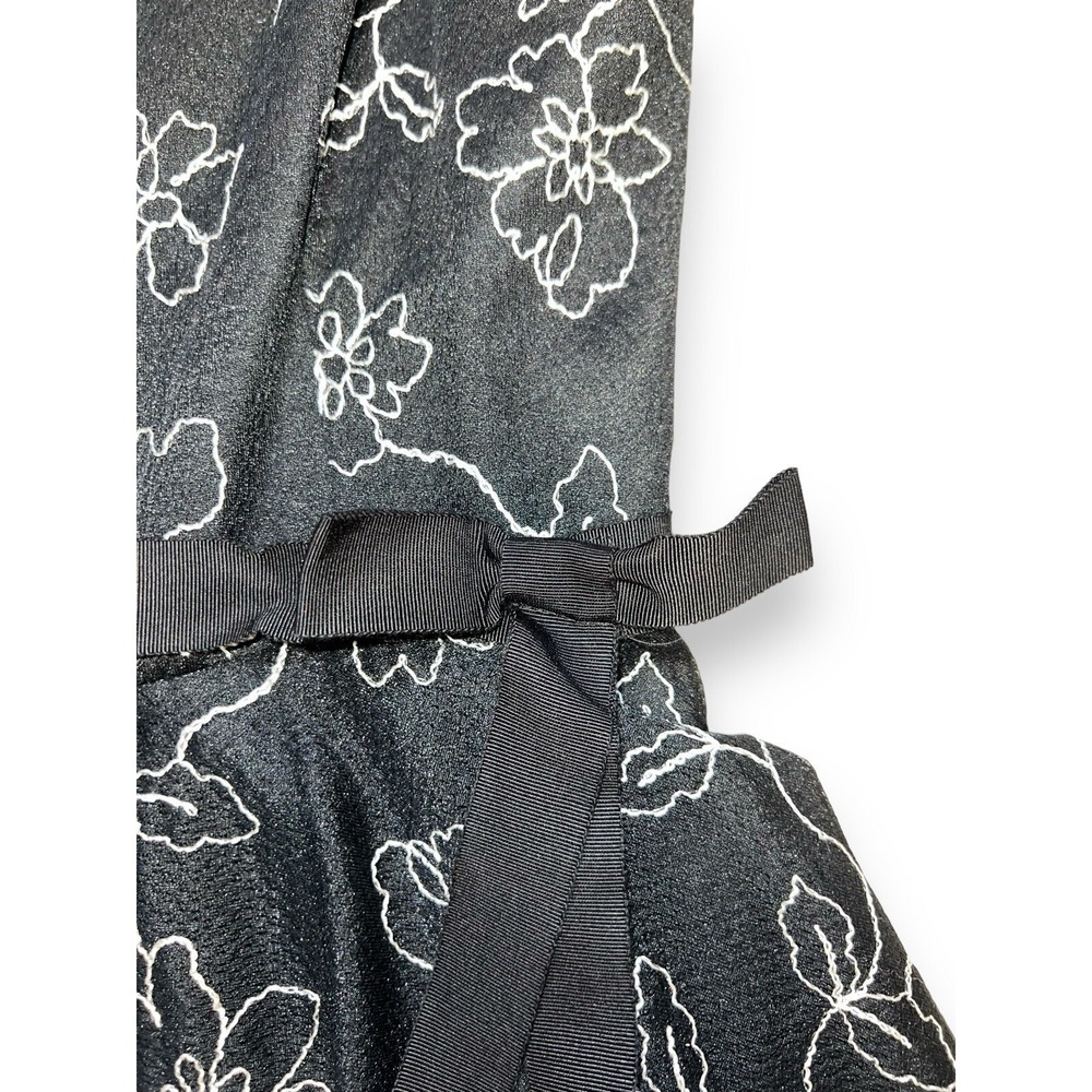 Laundry by Shelli Segal Black Floral Embroidered Mesh Midi Dress Size 6 E5475 - Picture 5 of 16